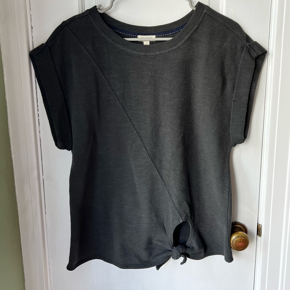 Pilcro by Anthro Charcoal Black Knot-Front Sleeveless Muscle Style Sweatshirt XS